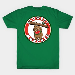 Slowest Muncher Sloth eating Watermelon T-Shirt